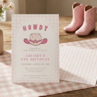 Wild West Cowgirl Country Western 6th Birthday Invitation