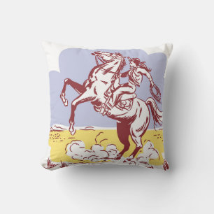 Wild West Cowgirl: Vintage Line Drawing. Throw Pillow