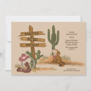 Wild West Desert Animals Girls Graphic Birthday Invitation