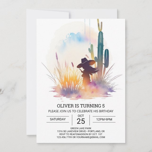 Wild West Digital Cowboy Birthday Invitation (Front)