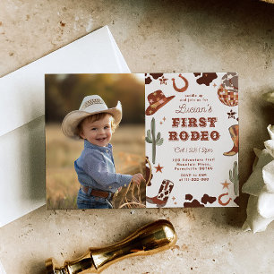 Wild west First Rodeo 1st Birthday party Invitation