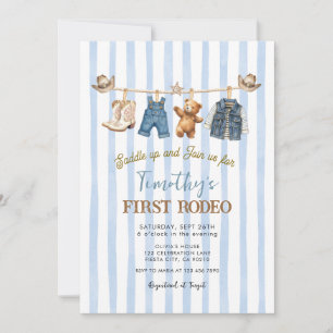 Wild West First Rodeo Western Cowboy Birthday Invitation