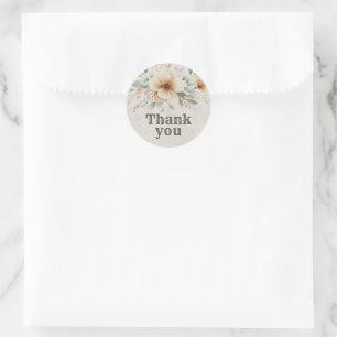Wild west flowers thank you classic round sticker