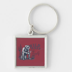 Wild West High Anxiety Funny Western Design Keychain