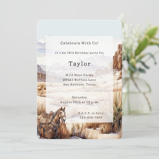 Wild West Horse Birthday   Invitation (Standing Front)