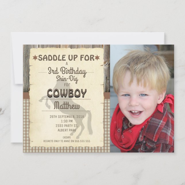 Wild West Horse Photo Birthday Party Invitation (Front)