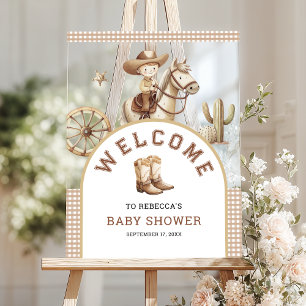 Wild West Little Cowboy Baby Shower Welcome Acrylic Sign