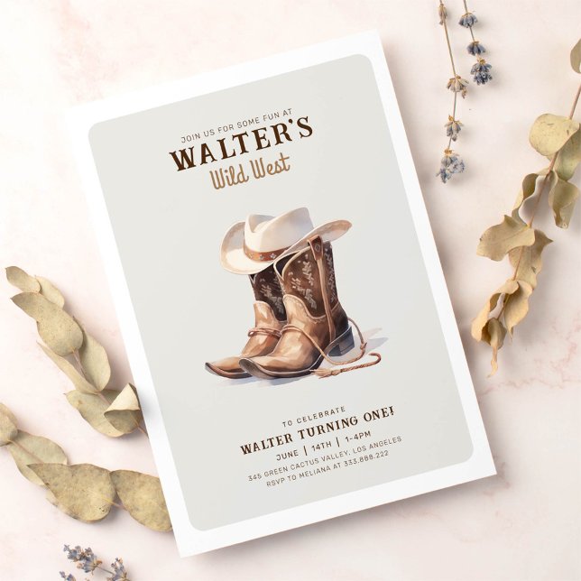 Wild West Modern Cowboy Birthday Invitation (Creator Uploaded)