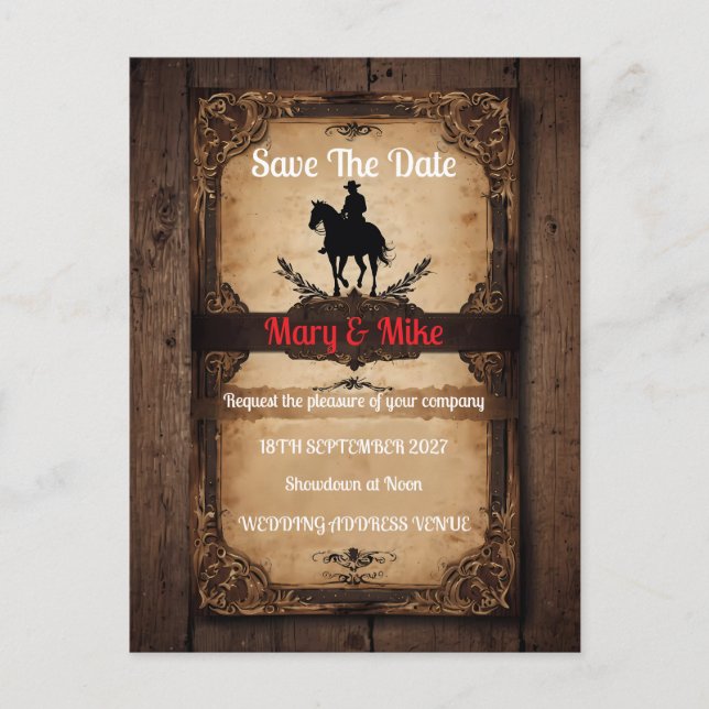 Wild West Novelty Wedding Invitation (Front)