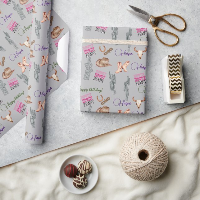 Wild west Pink Western horse theme Wrapping Paper (Crafts)