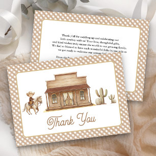 Wild West Ranch Rodeo Little Cowboy Baby Shower Thank You Card