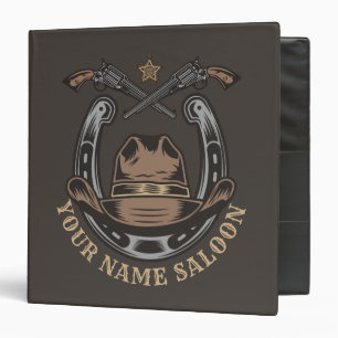 Wild West Revolver Horseshoe Western Cowboy Saloon Binder