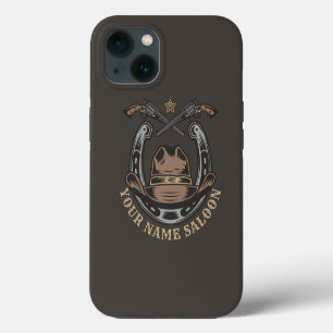 Wild West Revolver Horseshoe Western Cowboy Saloon iPhone 13 Case