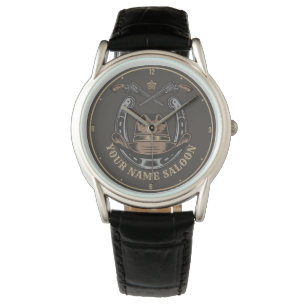 Wild West Revolver Horseshoe Western Cowboy Saloon Watch