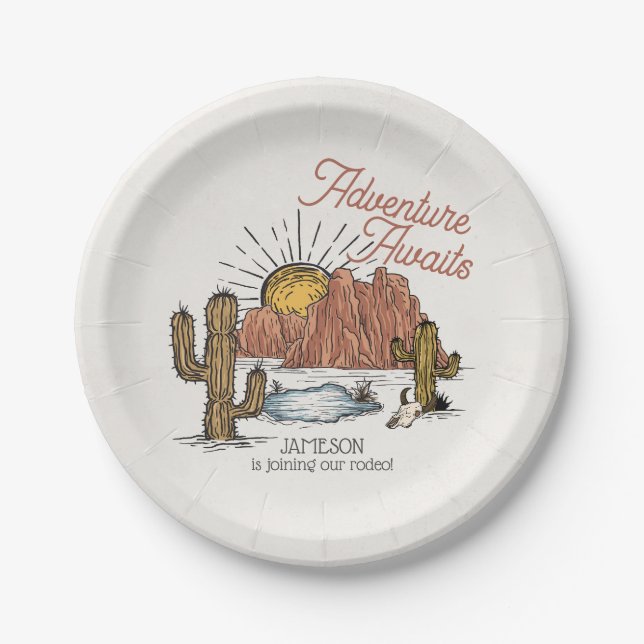 Wild West Rodeo Baby Shower Paper Plate (Front)