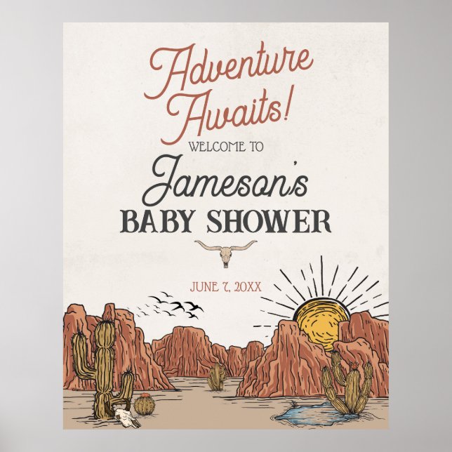 Wild West Rodeo baby shower welcome sign (Front)