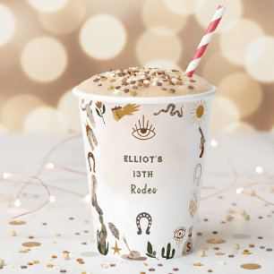 Wild west rodeo cowboy birthday paper cups