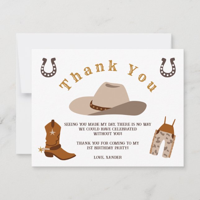 Wild West Rodeo Cowboy Merci Cartes (Devant)