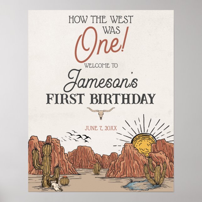 Wild West Rodeo first birthday party welcome sign (Front)