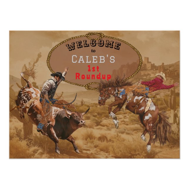 Wild West Rodeo Roundup Cowboy Affiche de bienvenu (Devant)