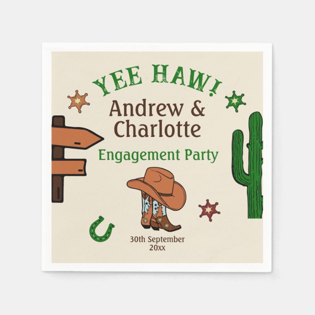 Wild West Rustic Cowboy Western Party Napkin (Front)
