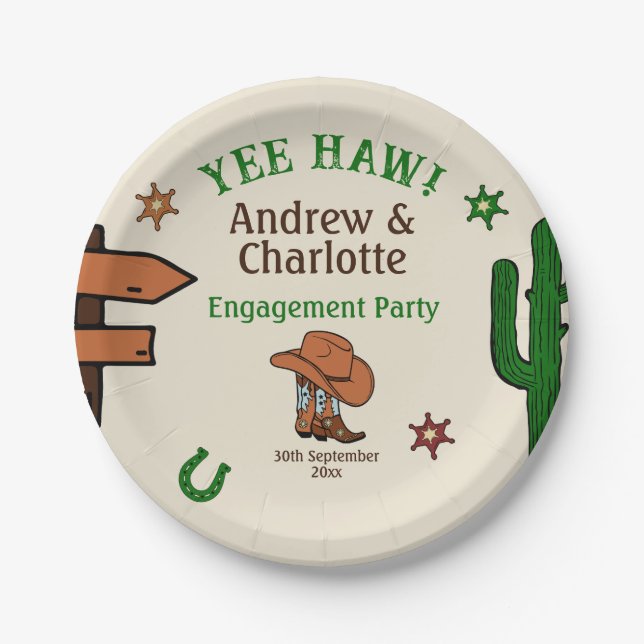 Wild West Rustic Cowboy Western Party Paper Plate (Front)