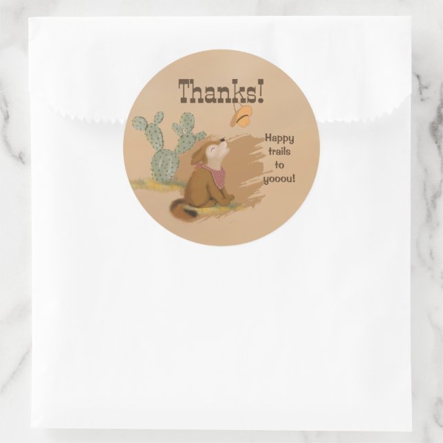 Wild West Rustic Happy Trails Cowboy Classic Round Sticker (Bag)