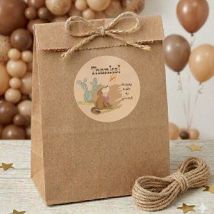 Wild West Rustic Happy Trails Cowboy Classic Round Sticker