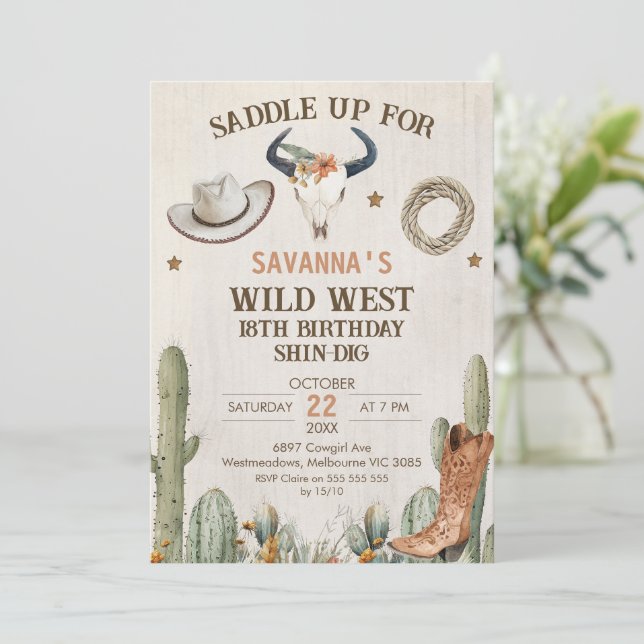 Wild West Shin-Dig Western Invitation d'anniversai (Debout devant)