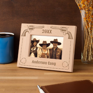 Wild West Six Gun Barbed Wire Novelty 6x4 Etched Frames