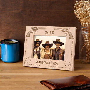 Wild West Six Gun Barbed Wire Novelty 7x5 Etched Frames