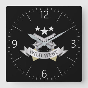 Wild West Square Wall Clock