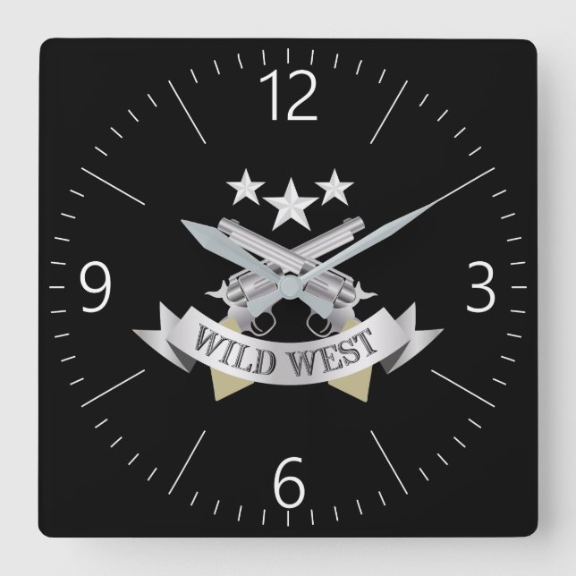 Wild West Square Wall Clock (Front)