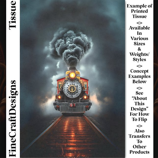 Wild West Steampunk Locomotive Train CJ6 Decoupage Tissue Paper (Creator Uploaded)