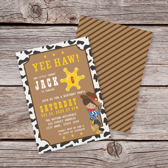 Wild West Tan Cowboy Birthday Invitation (Creator Uploaded)