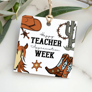 Wild West Teacher Appreciation Rodeo Western Gift Favour Tags