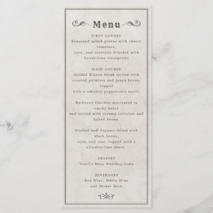 Wild West vintage cowboy casquette menu mariage