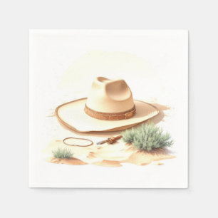Wild West Watercolor Cowboy Baby Shower Napkin