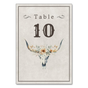 Wild west wedding longhorn table number