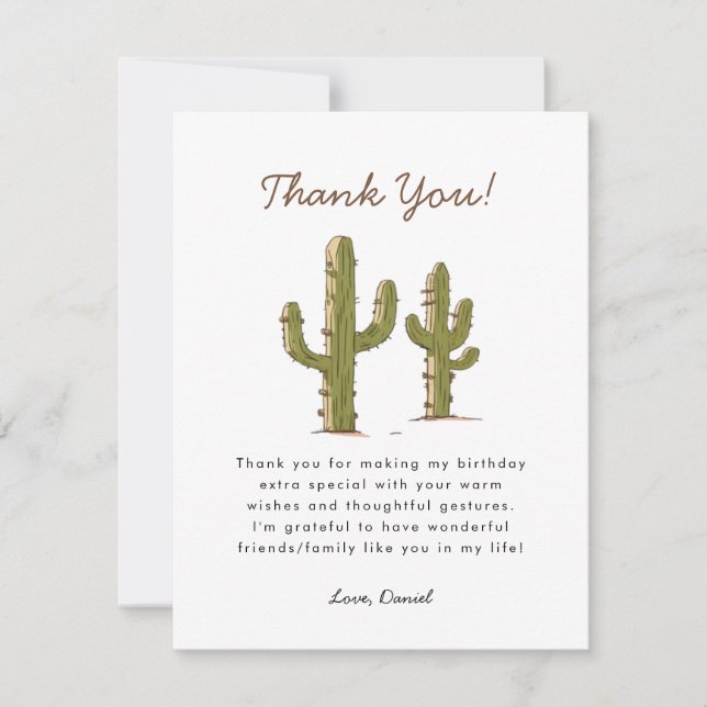  Wild West Western Birthday Thank You Card (Front)