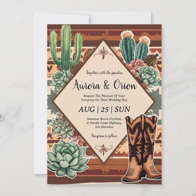 wild west western boho wedding invitations (Front)