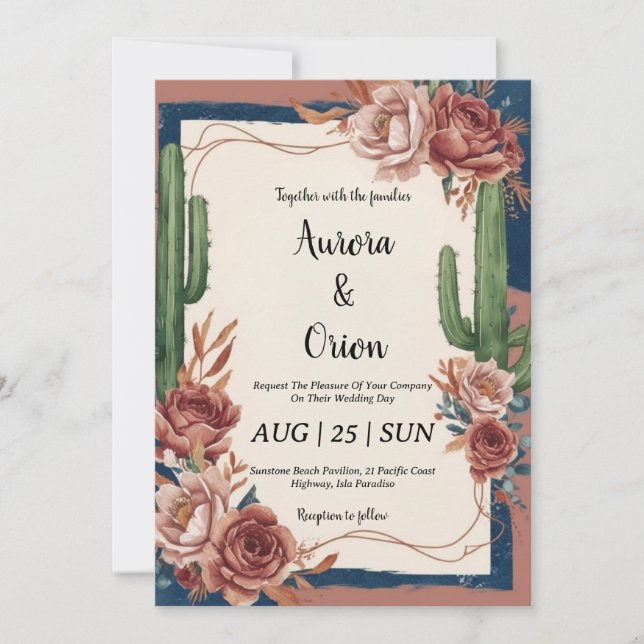 wild west western boho wedding invitations (Front)