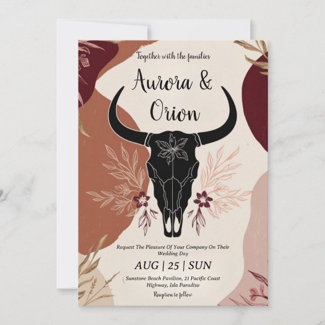 wild west western boho wedding invitations (Front)