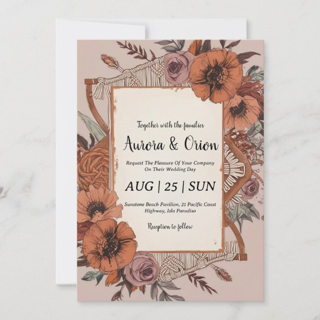 wild west western boho wedding invitations (Front)