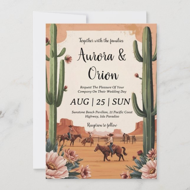 wild west western boho wedding invitations (Front)