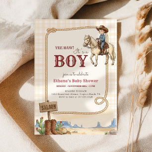 Wild West Western Cowboy Boy Baby Shower Invitation