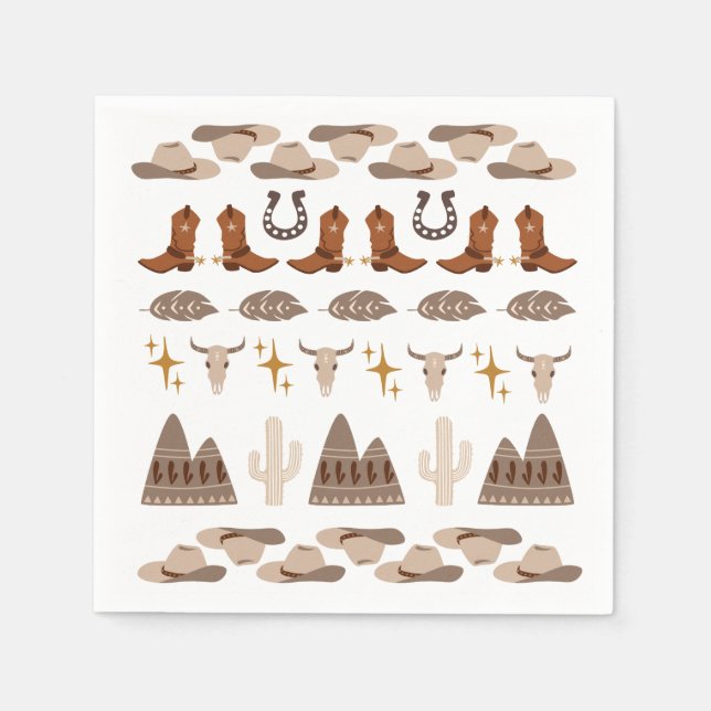 Wild West Western Rodeo Cowboy Birthday Party Napkin (Front)