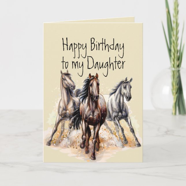 Wild Western Horses Birthday Daughter Animal  Card (Front)
