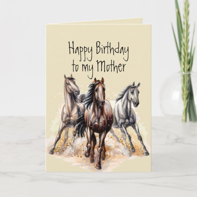 Wild Western Horses Birthday Mother Animal  Card (Front)