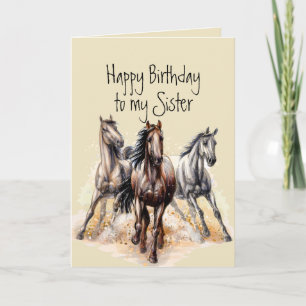 Wild Western Horses Birthday Sister Animal Card